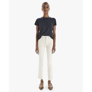 NWT Mother High Waisted Rascal Ankle Fray Chalk It Up Ivory Jeans